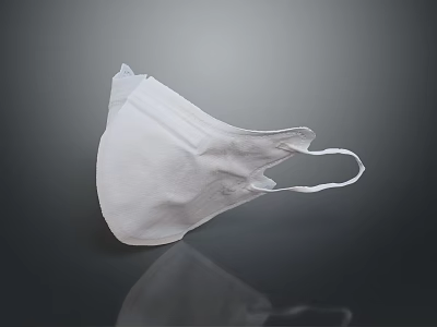 White Disposable Protective Mask With Soft Material And Elastic Ear Loops For Daily Use 3d model