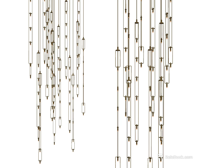 Modern Elegant Linear Metal Chandelier with Multiple Chains and Minimalist Design 3d model