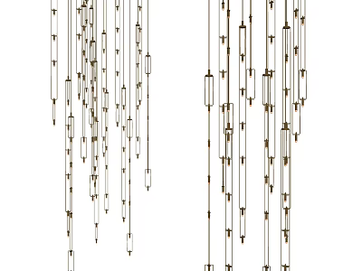 Modern Elegant Linear Metal Chandelier with Multiple Chains and Minimalist Design 3d model
