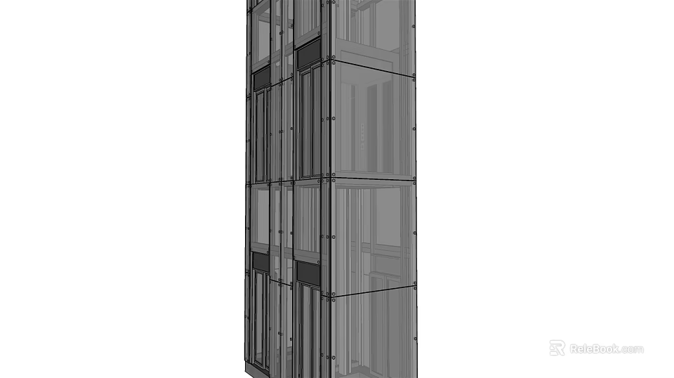 Modern Commercial Elevator With Glass Doors And Stainless Steel Structure For Office Buildings 3d model 