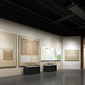 Museum Exhibition Hall Interior Featuring Glass Display Cases And Wall Exhibits