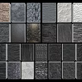 Various Textured Colored Stone Tile Samples For Garden Decor Grid Arrangement 3d model