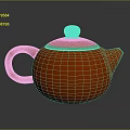 Vibrant Red Ceramic Teapot With Modern Design For Home Kitchen Use 3d model