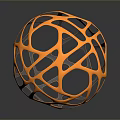 Orange Black Hollow Sphere 3D Model with Lattice Geometric Design 3d model