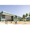 Modern School Building Campus With Academic Buildings Sports Field And Landscaped Areas
