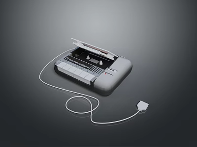 Sleek External Computer Scanner With Open Lid And White Connecting Cable 3d model