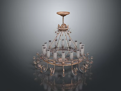 Classic Elegant Chandelier Furniture With Metal Frame Candle Shaped Holders And Ornamental Design 3d model