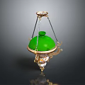Elegant Green Dome Chandelier With Gold Frame And Decorative Details As Furniture Piece
