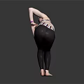 Woman Practicing Yoga Pose In Striped Sports Bra And Black Leggings On Grey Background