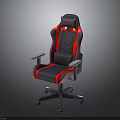 Ergonomic Gray And Red Gaming Chair With Padded Seat Adjustable Armrests And Swivel Base