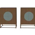 Modern Wooden Entryway And Side Cabinet With Circular Panel Design