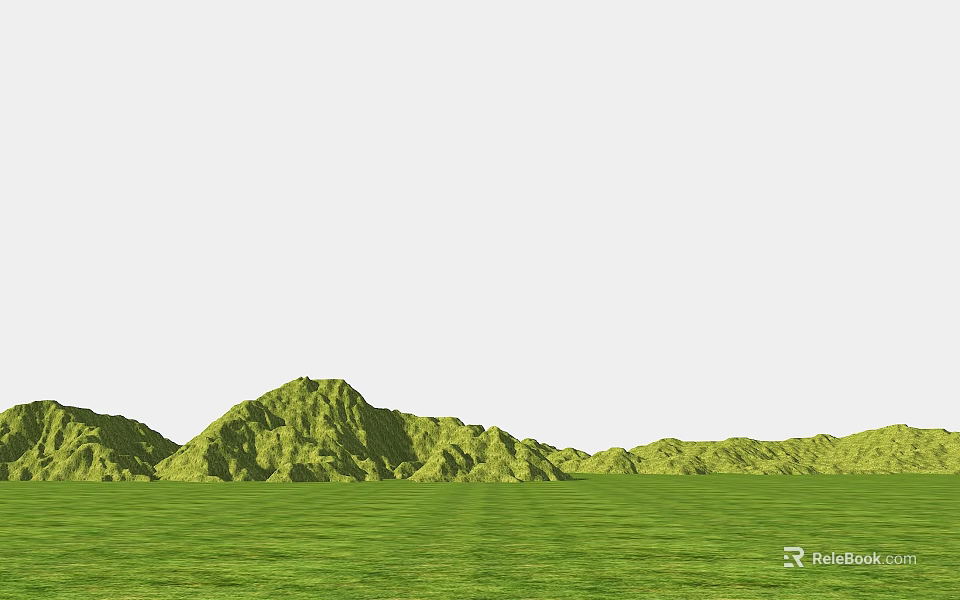 Vast Green Landscape With Rolling Mountains And Lush Grassland View 3d model 
