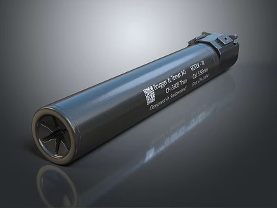 Black Cylindrical Military Weapon Frag Grenade With Metal Fuse And Label 3d model