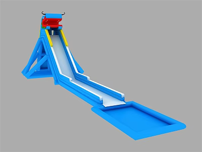 Blue Children Playground Slide Equipment With Red Top And Safe Structure 3d model