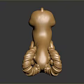 Golden Ram Sculpture With Spiral Horns In Reclining Pose On Dark Reflective Surface