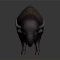 Realistic Bison With Purple Brown Rough Textured Skin And Curved Horns