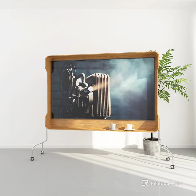Iron Art TV Stand In Modern Interior With Plants 3d model
