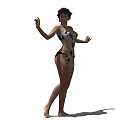 Woman In Black And White Patterned Bikini Posing On White Background 3d model