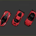 Three Red Sports Cars With Sleek Design And Rear Spoilers Features
