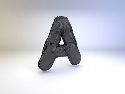 Black Textured Letter A 3D Render With Wrinkled Surface And Gradient Background 3d model