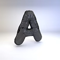 Black Textured Letter A 3D Render With Wrinkled Surface And Gradient Background