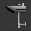 White Ceramic Standalone Washbasin With Silver Faucet And Metal Support Base