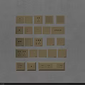 Multiple Golden Switch Panels With Various Styles On Grey Background 3d model