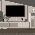 Modern White TV Stand with Light Wall Wooden Floor and Decorative Storage Cabinet