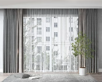 Modern Curtain Fabric Curtain 3d model