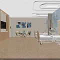 Modern Hospital Room Interior With Medical Equipment Decorative Paintings And Comfortable Furniture