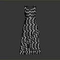 Black Maxi Dress With White Wavy Pattern Daily Living Apparel
