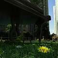 Beautiful Piano And Art Paintbrushes In Garden With Fresh Flowers And Green Grass