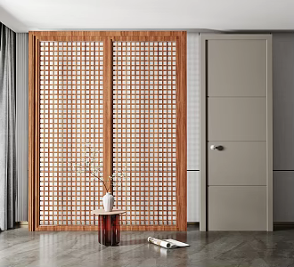 Modern swing door and window combination 3d model
