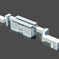 Modern Commercial Complex With White Buildings Glass Curtain Walls And Connected Structures