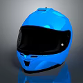 Blue Modern Full Face Helmet With Sleek Surface And Black Visor 3d model