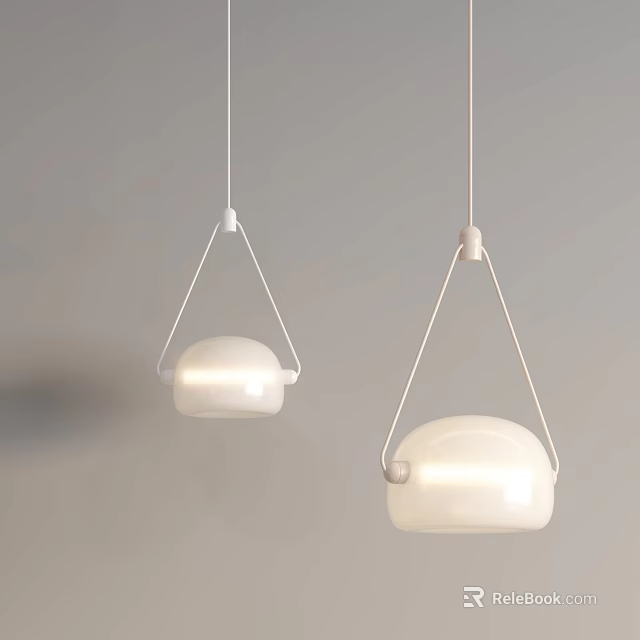 Modern White Pendant Lights With Minimalist Design And Hanging Structure 3d model