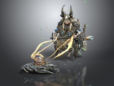 Modern game character cartoon witch magic witch 3d model