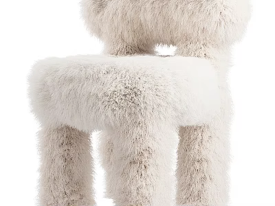 Plush Soft Faux Fur Leisure Chair With Modern Comfortable Seat Design 3d model