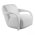 Stylish Modern Single Chair With Light Fabric Upholstery And Metallic Armrests