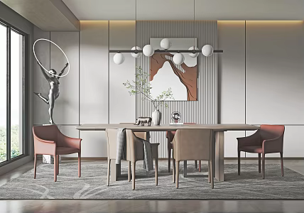 Modern Dining Table and Chair Combination 3d model