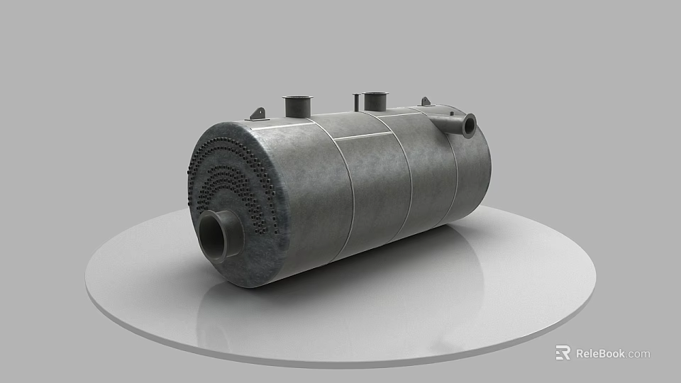 Industrial Metal Cylinder Tank With Holes And Connections For Industrial Use 3d model 