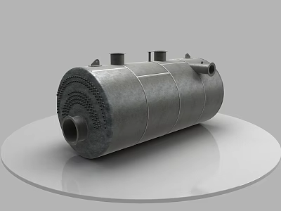 Industrial Metal Cylinder Tank With Holes And Connections For Industrial Use 3d model