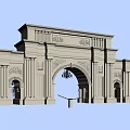 Classical Entrance Gate With Ornate Carvings Arched Design And Decorative Columns
