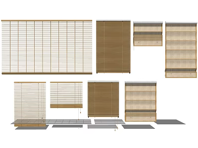 Modern Window Blinds In Various Styles And Materials For Home Interior Design 3d model