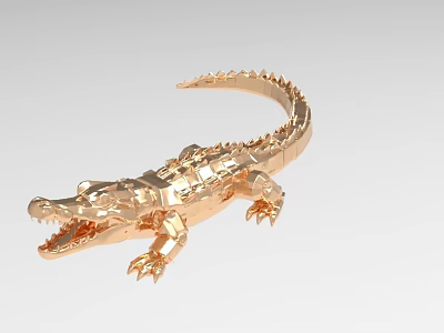Golden Crocodile Shaped Decorative Ornament Set With Metallic Finish And Exquisite Design 3d model