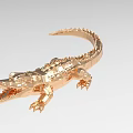 Golden Crocodile Shaped Decorative Ornament Set With Metallic Finish And Exquisite Design