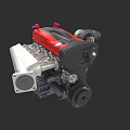 Weapon Engine With Red Black Casing And Silver Mechanical Components Design