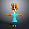 3D Cartoon Dog Character With Brown Head White Face Blue T Shirt And Blue Shorts
