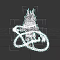 Stylized Cartoon Character With Flaming Head In Black Outfit Entangled In Chains