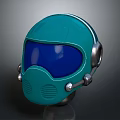 Turquoise Stylish Helmet With Blue Visor And Metallic Earmuffs Design